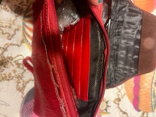 Juego bolsita y funda gafas piel roja