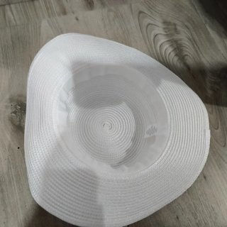 Sombrero blanco niña lazo rosa