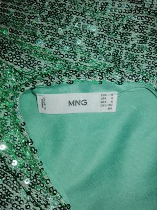Vestido lentejuelas verde manga larga y vestido