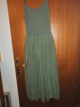 Vestido lentejuelas verde manga larga y vestido