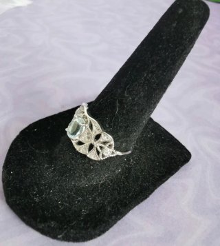 Anillo de Plata con Topacio natural,  Ajustable.