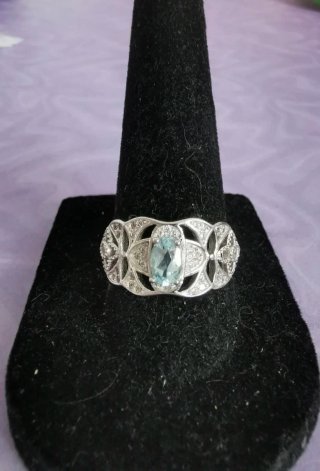 Anillo de Plata con Topacio natural,  Ajustable.