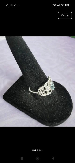 Anillo de Plata con Topacio natural,  Ajustable.