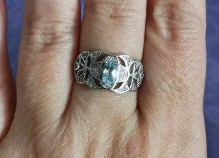 Anillo de Plata con Topacio natural,  Ajustable.
