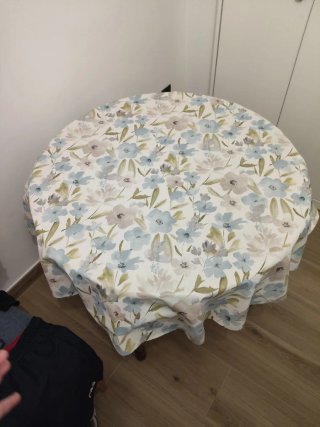Mesa redonda madera y cristal 90cm