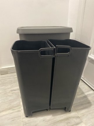 Cubo basura pedal reciclaje gris