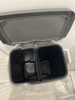 Cubo basura pedal reciclaje gris