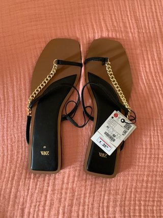 Sandalias Zara Talla 40 Cadena Dorada