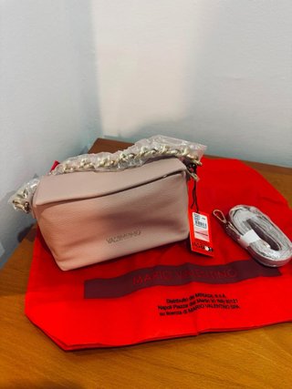 Borsa a spalla Valentino rosa e dorata