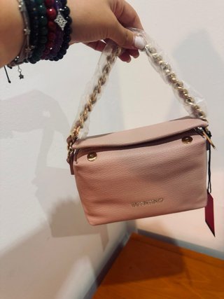 Borsa a spalla Valentino rosa e dorata