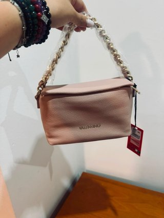 Borsa a spalla Valentino rosa e dorata
