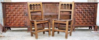 Mueble antiguo madera espejo y 4 sillas