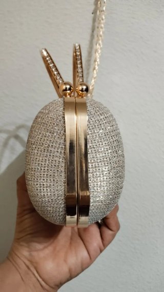 Bolso fiesta dorado pedrería asas