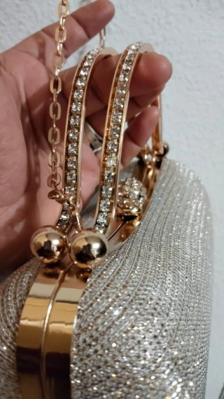 Bolso fiesta dorado pedrería asas