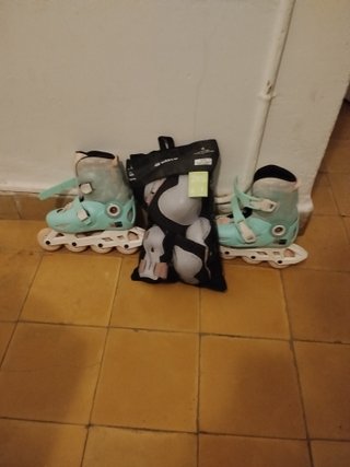 Patines en línea niña 3-4 años + protecciones