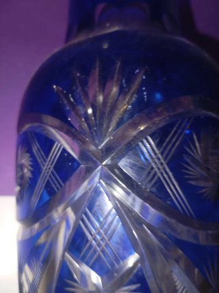 Jarrón Cristal Bohemia Azul Vintage
