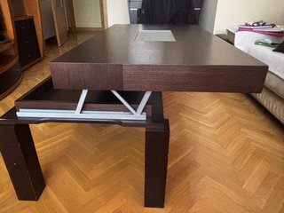 Mesa auxiliar madera y cristal