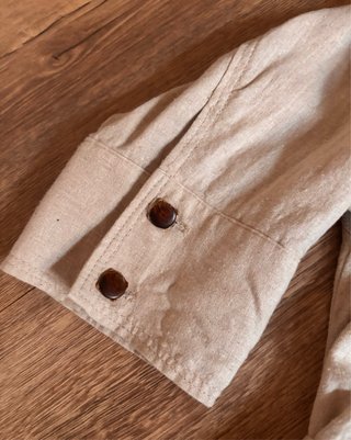 Vestido camisero manga francesa beige