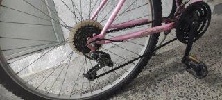 Bicicleta rosa con cesta