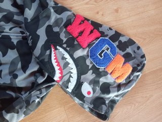 Felpa BAPE WGM Shark Zip Grigia