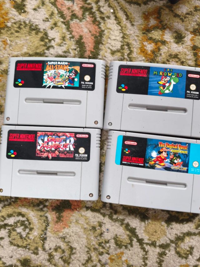 Lote completo Consola Super Nintendo con 4 juegos