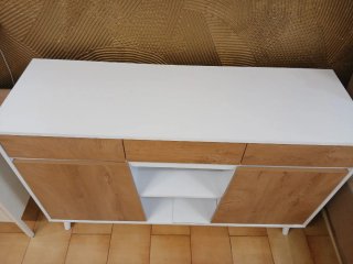 Aparador blanco y madera 120x77x39