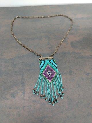 Collar Cuentas Turquesa Diseño Étnico