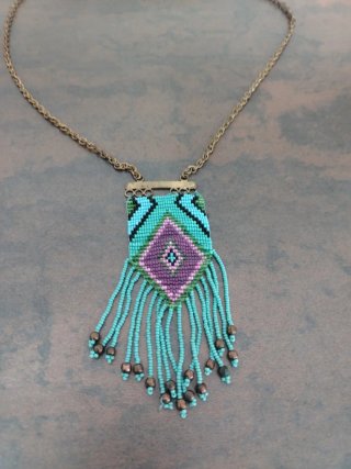 Collar Cuentas Turquesa Diseño Étnico