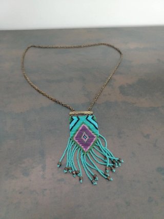Collar Cuentas Turquesa Diseño Étnico