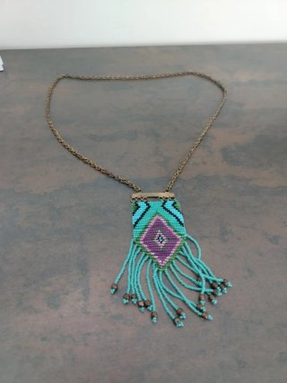 Collar Cuentas Turquesa Diseño Étnico