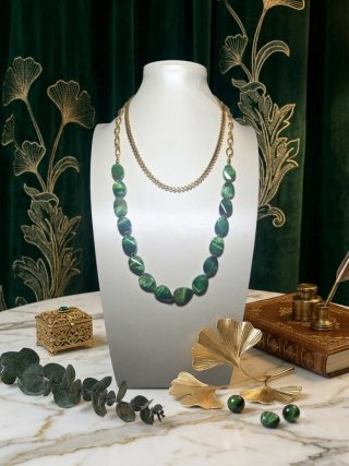 Collar Selva Verde Cadena Acero Inoxidable