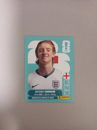 Cromo Anthony Gordon Panini Mundial 2026