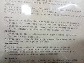 Candado de disco antirrobo para moto / scooter