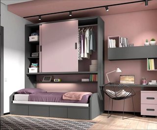 CAMA abatible con SOFÁ 90×190 y ARMARIO superior