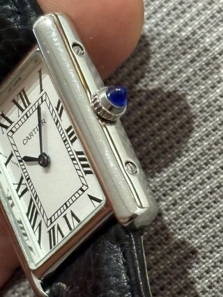 Reloj Cartier Plata Cuero Negro