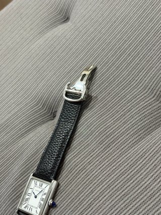 Reloj Cartier Plata Cuero Negro