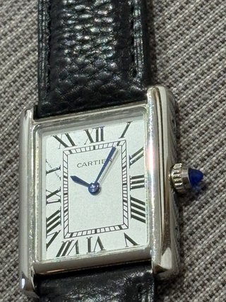 Reloj Cartier Plata Cuero Negro