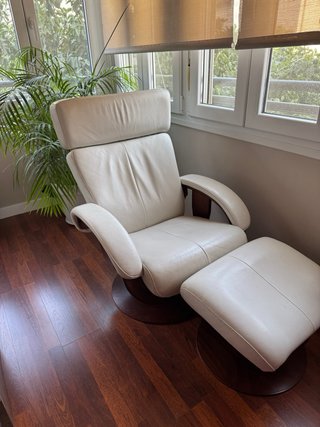 Sillón de piel y madera 2 piezas