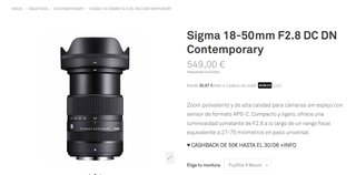 Sigma 18-50mm F2.8 DC DN Montura X