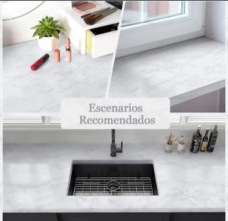 Papel Adhesivo Mármol Blanco con betas grises
