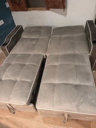 Sofá Cama Pequeño Gris Terciopelo