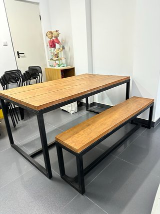Mesa Comedor Industrial Madera y Metal