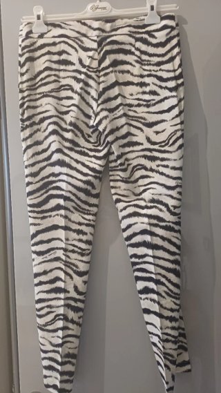 Pantalone beige e nero  fantasia zebrato