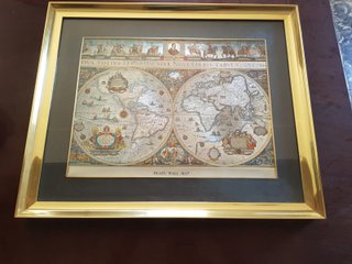 Cuadro Mapa Mundial Blaeu Dorado