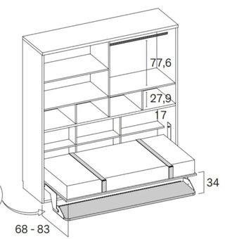 CAMA ABATIBLE CON ARMARIO SUPERIOR RMB 90×190
