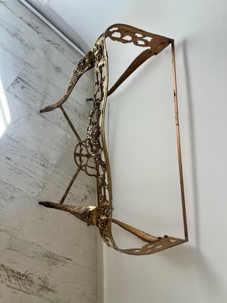 Consola Antigua de Bronce y Mármol Blanco 75x33