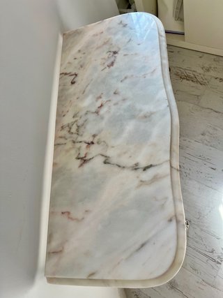 Consola Antigua de Bronce y Mármol Blanco 75x33