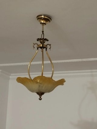 Lámpara de techo comedor cristal y metal