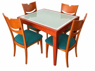 Mesa de comedor y 4 sillas madera cerezo