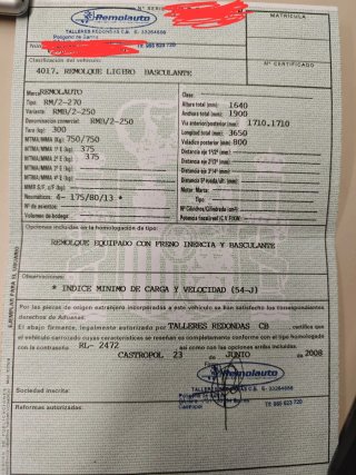 Remolque de carga 750kg con basculante hidráulico
